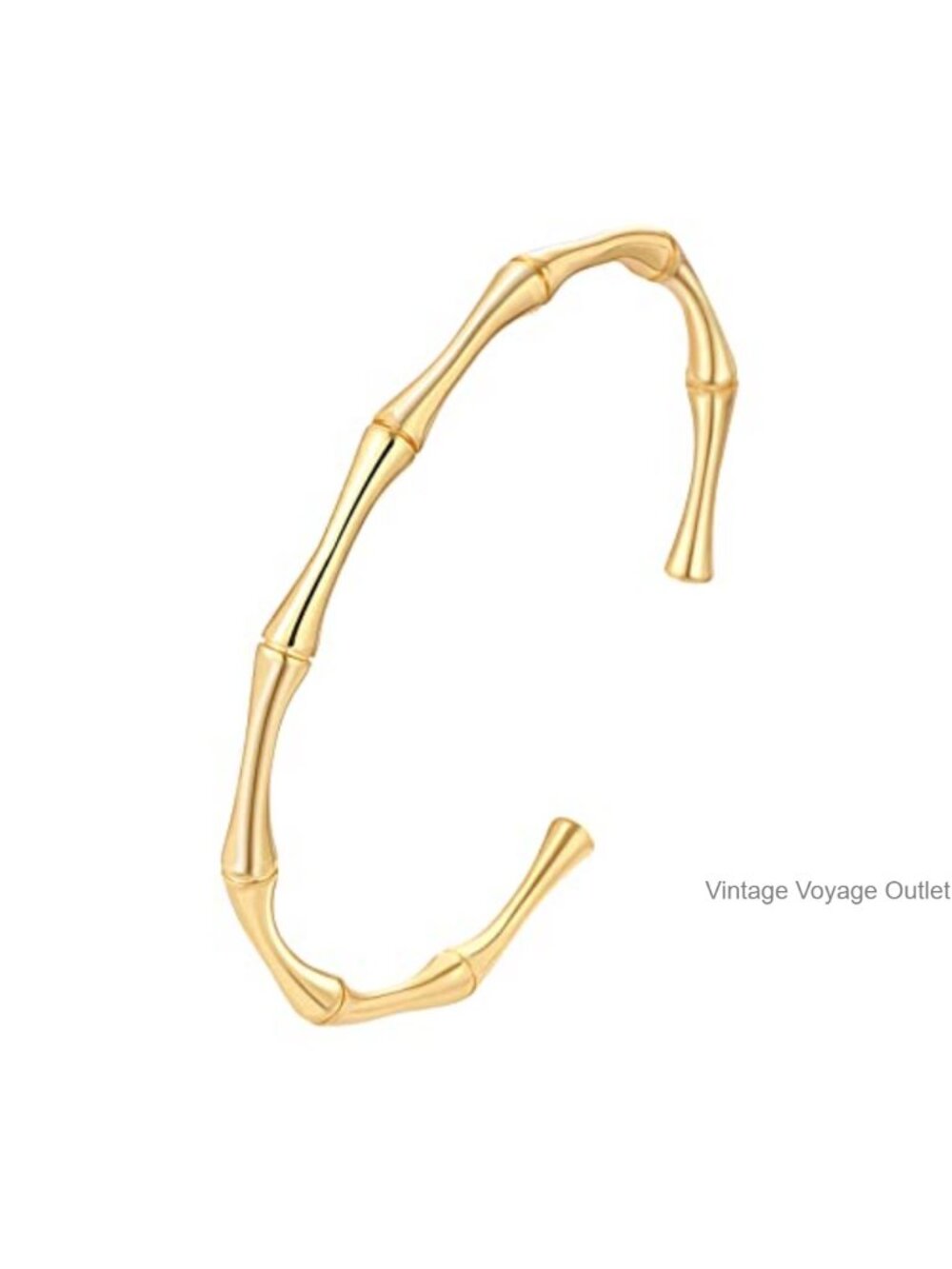 Gold Plated Adjustable Bamboo Bangle Bracelet